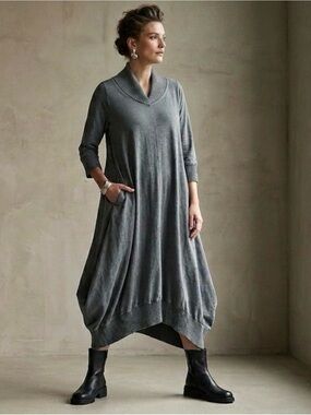 OSKA Hemp & Cotton Maxi Dress Size 0 Blue Grey